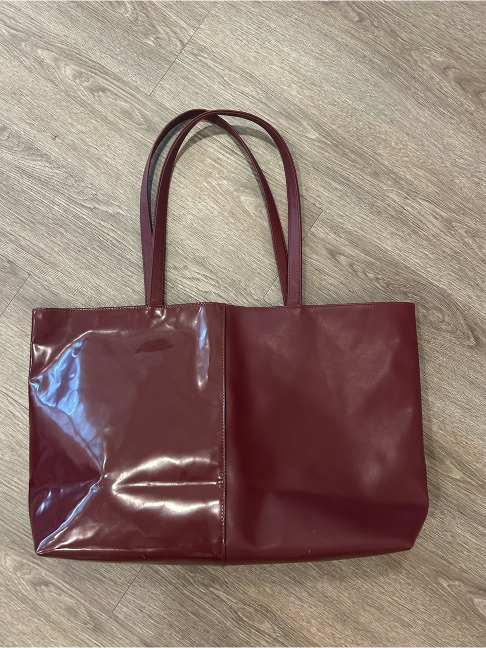 Women's Burgundy Two-Texture Tote Bag